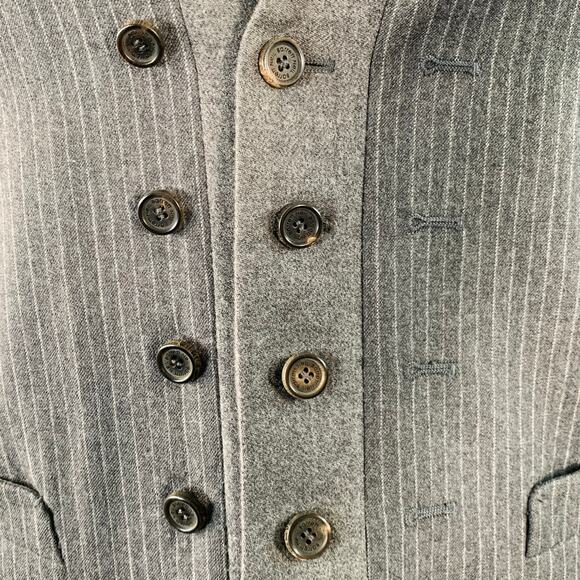 NEIL BARRETT Size L Grey White Pinstripe Wool Double Breasted Notch Lapel Vest - Picture 3 of 11